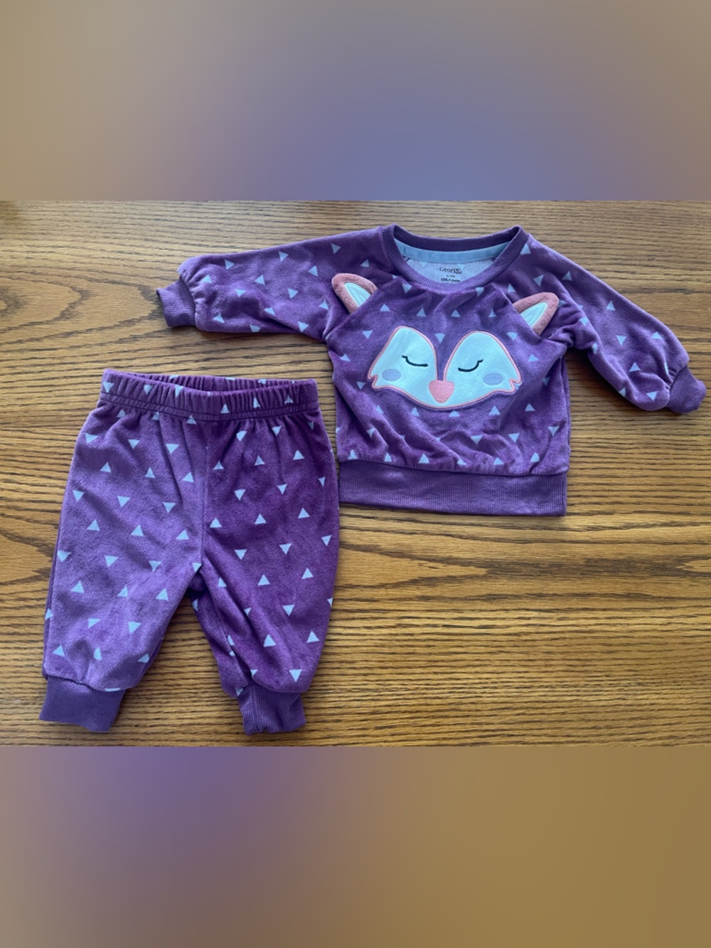 George Purple Fox Face Plush Baby Matching Set